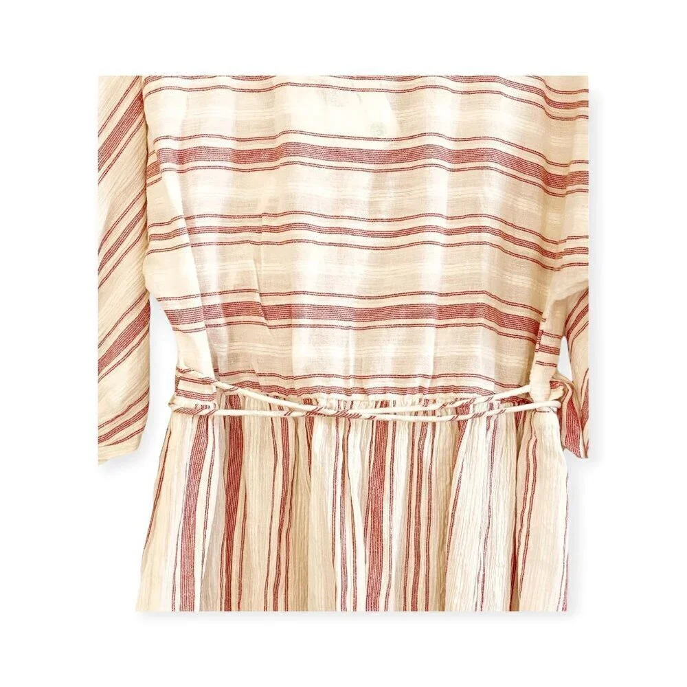 Antik Batik Serifos ruffled striped cotton‎ mini dress Size 42 FR/US 10, NWT